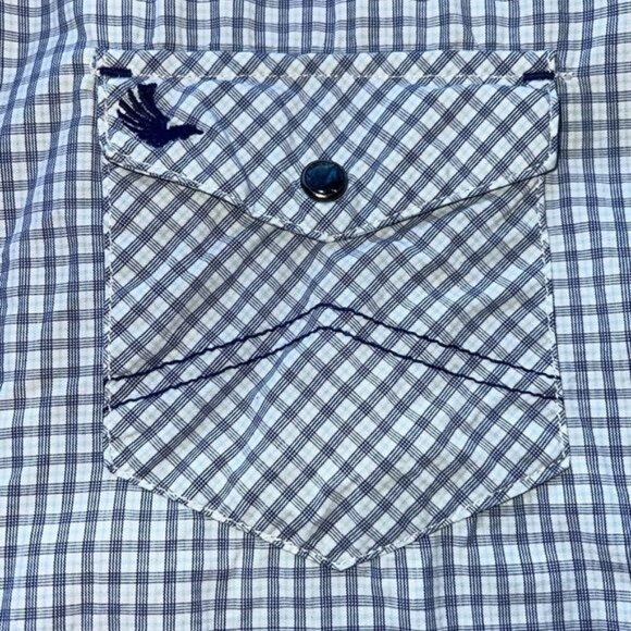 Cody James Plaid Western Shirt Men L Blue Cotton Regular Fit Style - Picture 3 of 9